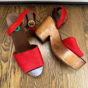Tory Burch Wood Clog Sandals - Size 8